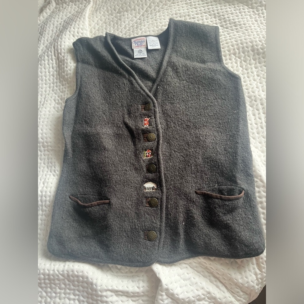 Vintage wool vest with embroidery